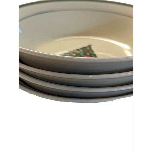 Classic Christmas Tree Stoneware Cereal Soup Bowls Set of Four Christmas Dishes - Picture 3 of 5